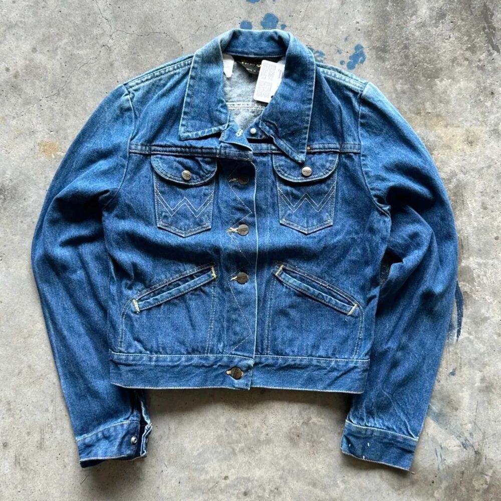 Vintage 60s Wrangler 14 OZ Sanforized Denim Jacket Size XS